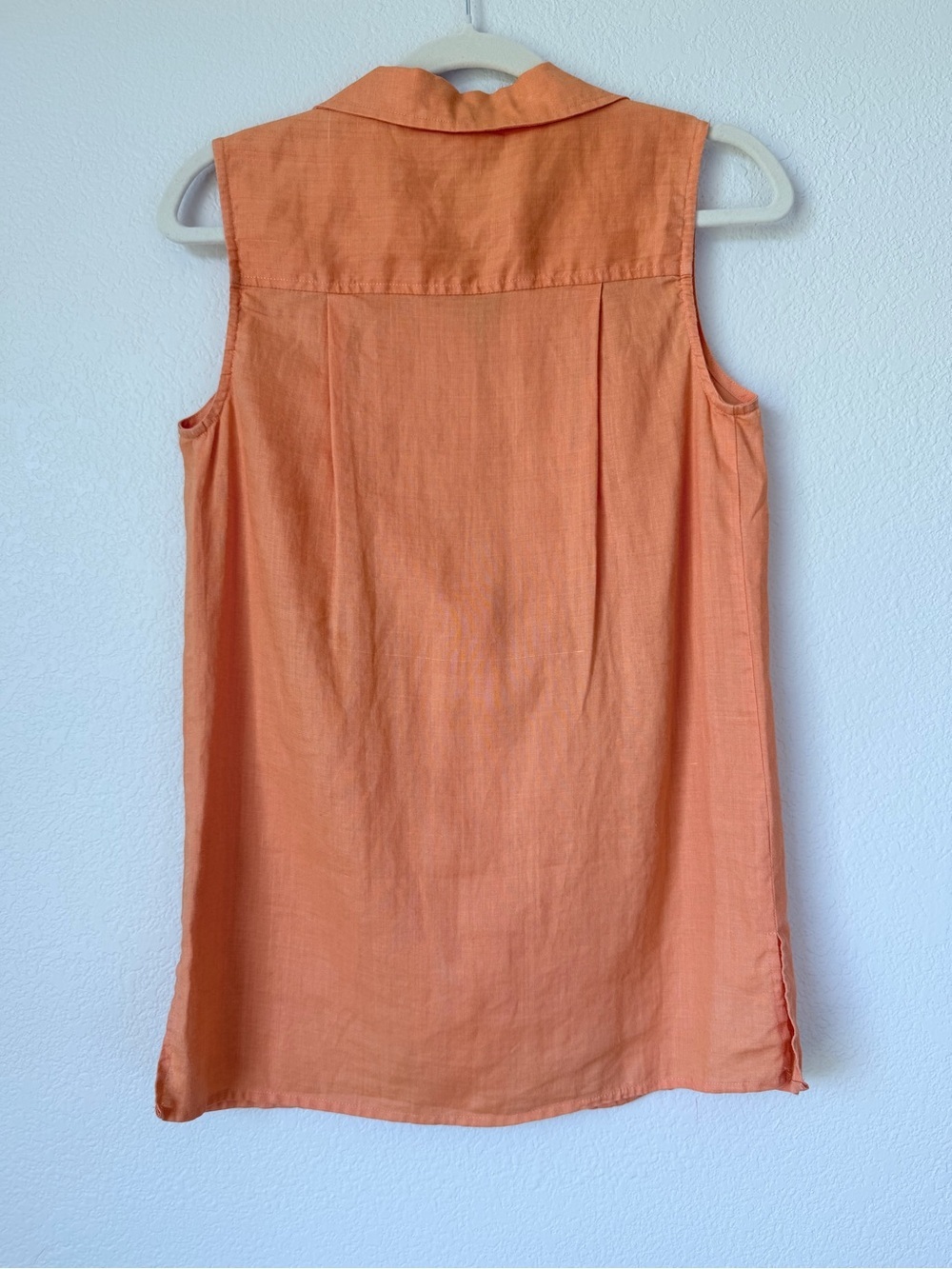 K Arnold 100% Linen Sleeveless Button Front Camp Shirt Orange Size Small - Picture 3 of 8